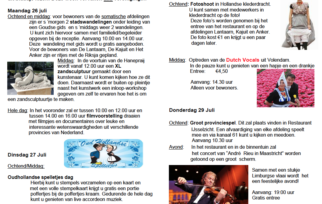 Feestweek met als thema; vakantie in eigen land